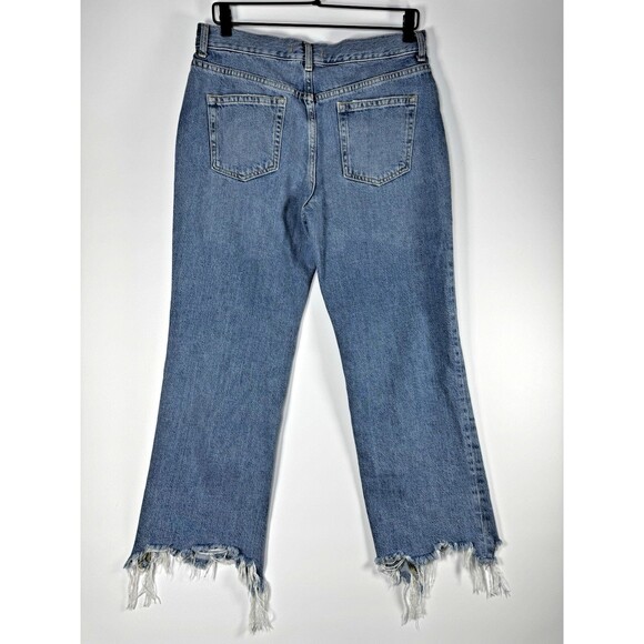 We The Free by Free People Womens Jeans Size 29 Blue Distressed Ripped Raw Hem - Picture 4 of 15